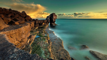 Картинка природа побережье скалы берег море облака