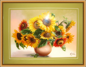 Картинка рисованные цветы подсолнухи