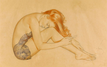 Картинка рисованные люди печаль одиночество девушка