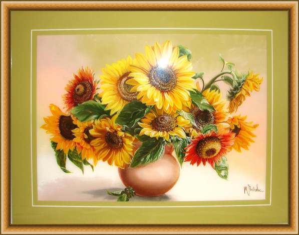 Обои картинки фото рисованные, цветы, подсолнухи