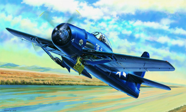 Обои картинки фото рисованные, авиация, f8f1, bearcat, самолёт