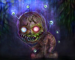 Картинка фэнтези существа череп игла кукла клыки