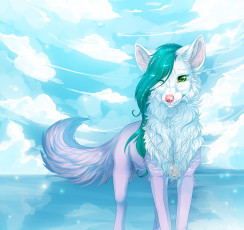 Картинка рисованные животные +собаки облака небо арт животное