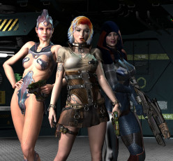 Картинка 3д+графика фантазия+ fantasy девушки взгляд оружие