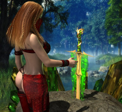 Картинка 3д+графика эльфы+ elves эльфийка взгляд меч