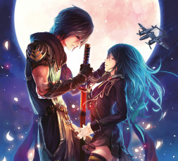 Картинка saionji+botan аниме -weapon +blood+&+technology луна парень девушка saionji kikyou лепестки оружие небо самолет меч botan bimo tachikawa mushimaro akai katana shin арт ночь