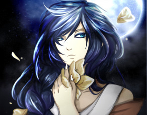 Картинка аниме *unknown+ другое арт девушка цветок лепестки луна
