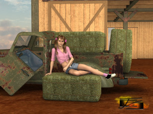 Картинка 3д+графика люди+ people девушка взгляд диван