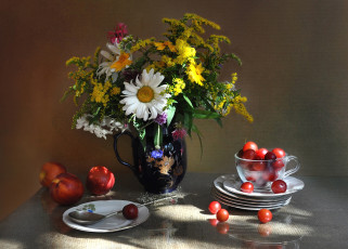 Картинка еда натюрморт букет алыча нектарин