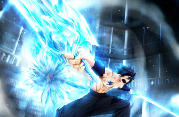 Картинка аниме fairy+tail rufus lore gray fullbuster мечи сказка о хвосте феи fairy tail лед оружие битва парни kortrex арт