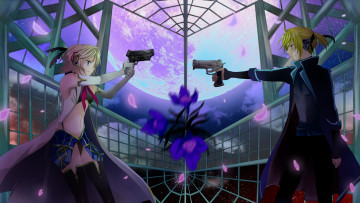 Картинка аниме vocaloid оружие арт kagamine rin девушки