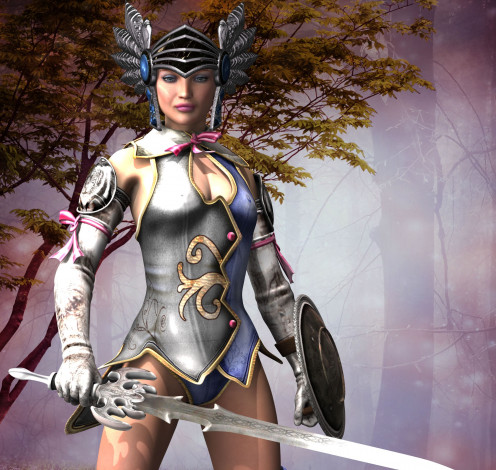 Обои картинки фото 3д графика, амазонки , amazon, девушка, взгляд