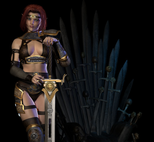 Обои картинки фото 3д графика, эльфы , elves, эльфийки, взгляд, мечи