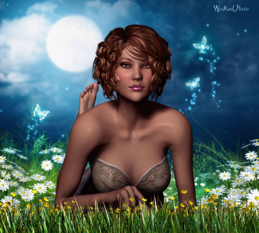 Обои картинки фото 3д графика, люди , people, девушка, взгляд