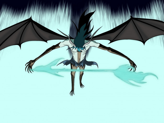 Обои картинки фото аниме, bleach, блич, арт, улькиорра, шиффер, аранкар, мышь, крылья, стрела