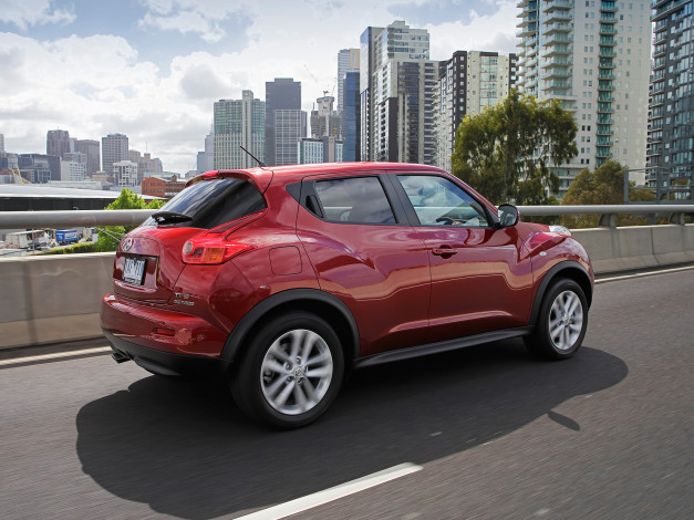 Обои картинки фото автомобили, nissan, datsun, красный, yf15, au-spec, 2013г, juke