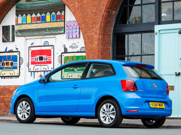 Обои картинки фото автомобили, volkswagen, typ, 6r, uk-spec, 3-door, polo, синий, 2014г