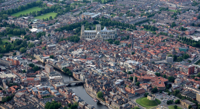 Обои картинки фото йорк , англия, города, - панорамы, церковь, дома