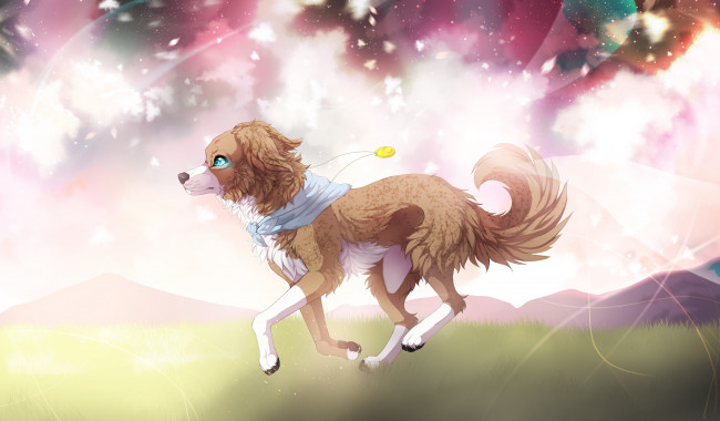 Обои картинки фото рисованные, животные,  собаки, фон, собака