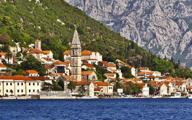 Обои картинки фото котор , Черногория, города, - пейзажи, вода, горы, дома