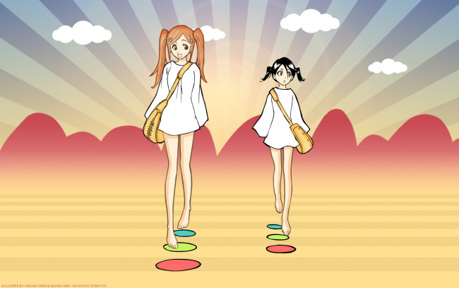Обои картинки фото аниме, bleach, блич, арт, девушки, орихиме