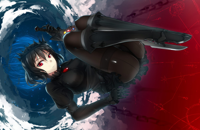 Обои картинки фото аниме, -weapon,  blood & technology, корона, меч, цепь, девушка, swordwaltz, арт, сфера, оружие