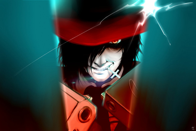 Обои картинки фото аниме, hellsing, alucard, vampire, пистолет, дракула, вампир