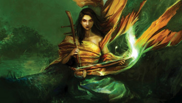 Картинка фэнтези девушки взгляд девушка магия фон