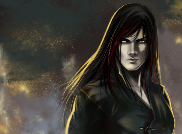 Обои картинки фото фэнтези, люди, взгляд, брюнет, парень, арт, laufey