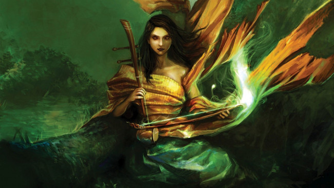 Обои картинки фото фэнтези, девушки, взгляд, девушка, магия, фон