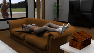 Картинка 3д+графика люди+ people фон взгляд девушка интерьер