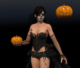 Картинка 3д+графика праздники+ holidays девушка взгляд фон