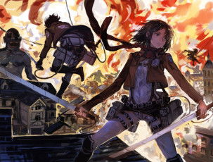 Картинка аниме shingeki+no+kyojin атака титанов