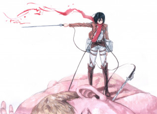 Картинка аниме shingeki+no+kyojin микаса