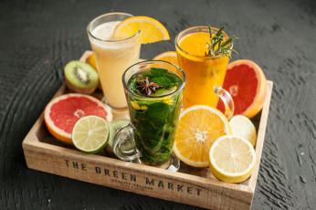 Картинка еда напитки лайм киви мята апельсин цитрусы напиток