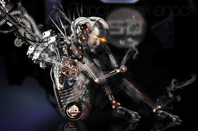 Обои картинки фото фэнтези, роботы,  киборги,  механизмы, взгляд, фон, девушка