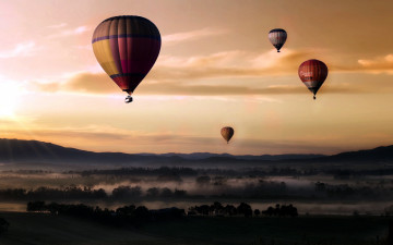 Картинка авиация воздушные+шары полет