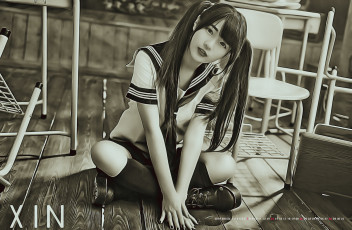 Картинка календари компьютерный+дизайн 2019 calendar сидит девушка азиатка униформа