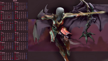 Картинка календари видеоигры женщина 2019 лук девушка calendar стрела оружие крылья