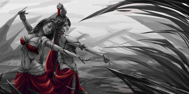 Обои картинки фото фэнтези, роботы,  киборги,  механизмы, фон, девушки