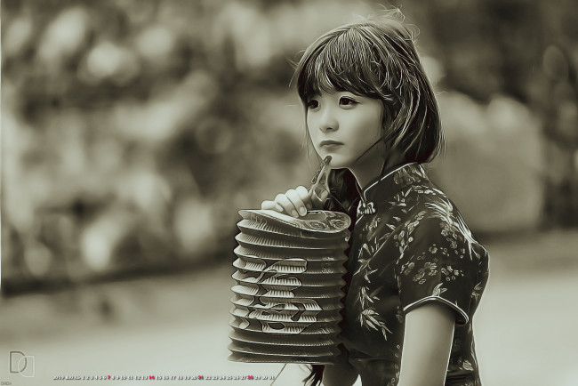 Обои картинки фото календари, компьютерный дизайн, 2019, азиатка, девушка, кимоно, calendar, женщина