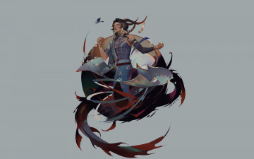 Картинка фэнтези существа козерог парень рога хвост украшения