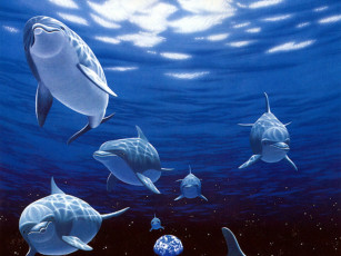 Картинка рисованные животные дельфины