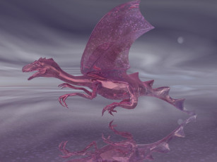 Картинка 3д графика fantasy фантазия дракон сиреневый