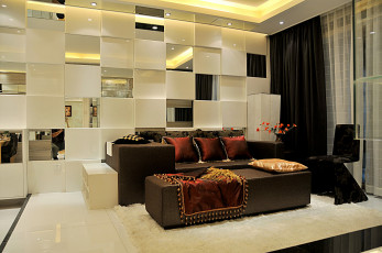 обоя интерьер, гостиная, шторы, диван, подушки