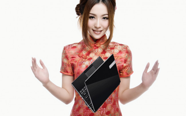 Обои картинки фото -Unsort Азиатки, девушки, unsort, азиатки, ноутбук, японка