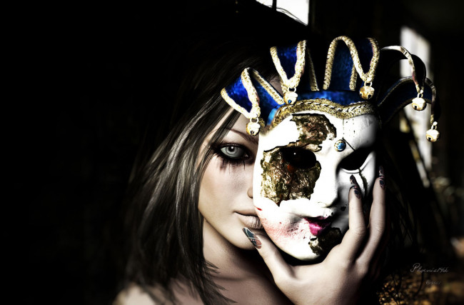 Обои картинки фото 3д, графика, portraits, портрет, лицо, маска