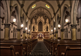 Картинка интерьер убранство роспись храма алтарь костел