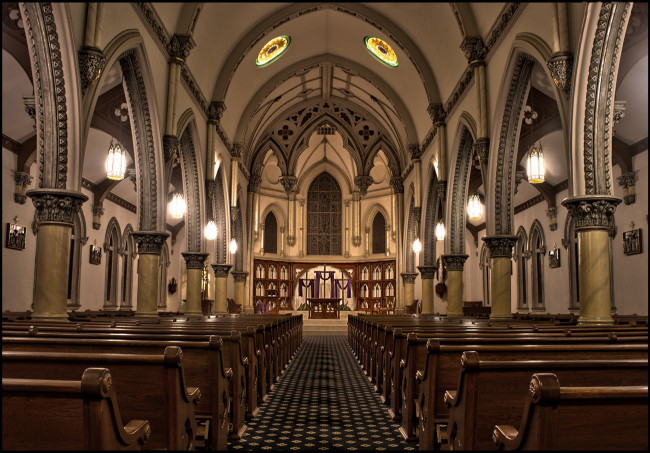 Обои картинки фото интерьер, убранство, роспись, храма, алтарь, костел