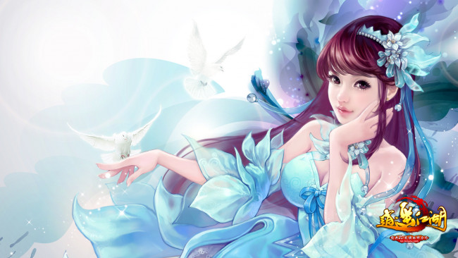 Обои картинки фото happy, lakes, видео, игры, девушка, голуби